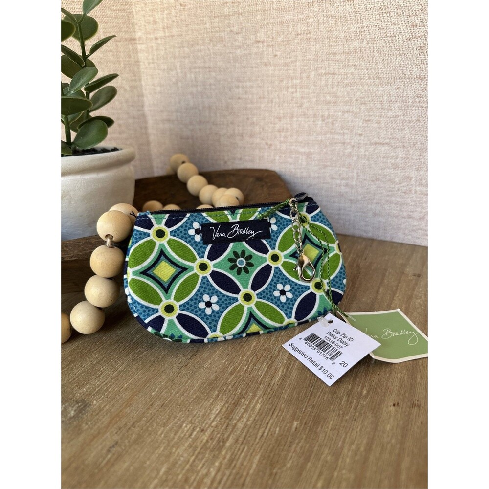 NWT Retired Vera Bradley Daisy Daisy Zip ID Case Coin Purse Pouch